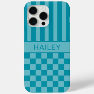 Tegelijk Geruite Gestreepte Gepersonaliseerde iPhone 15 Pro Max Hoesje