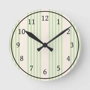 Tegelijk patroon van lichtgroene en beige strepen ronde klok