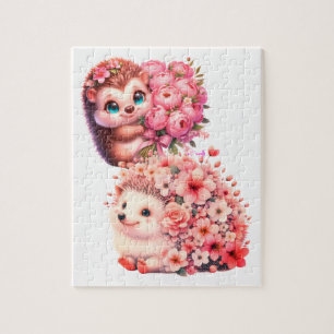 Tegelijk zo schattige Romantische Bloemige Egel Du Legpuzzel