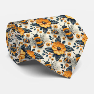 Tegelpatroon met bloemen en bij stropdas