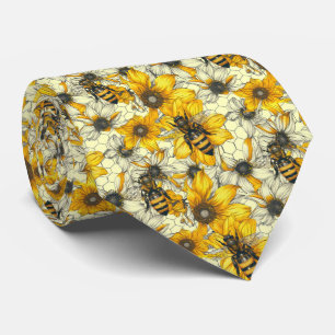 Tegelpolaire bij bloemenprint stropdas