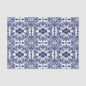 Tegels Blauw op Witte Historisch Traditioneel Tissuepapier (Voorkant)