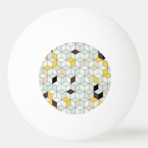  tegels, geometrisch zwart wit patroon. pingpongballen