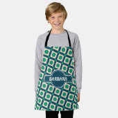 Tegels Groen Wit Minimal Pattern Schort (Gedragen)