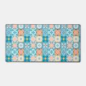  tegels in blauw en oranje bureaumat (Voorkant)