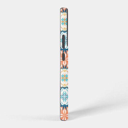 tegels in blauw en oranje samsung galaxy hoesje (Rechterkant)