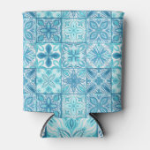 tegels in blauw en wit blikjeskoeler (Voorkant)