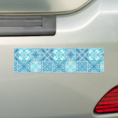  tegels in blauw en wit bumpersticker (Op auto)