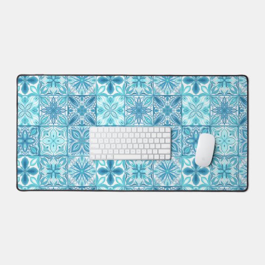 tegels in blauw en wit bureaumat (Keyboard & Muis)