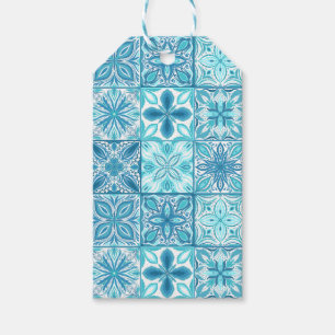 tegels in blauw en wit cadeaulabel