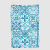 tegels in blauw en wit golfhanddoek (Voorkant)