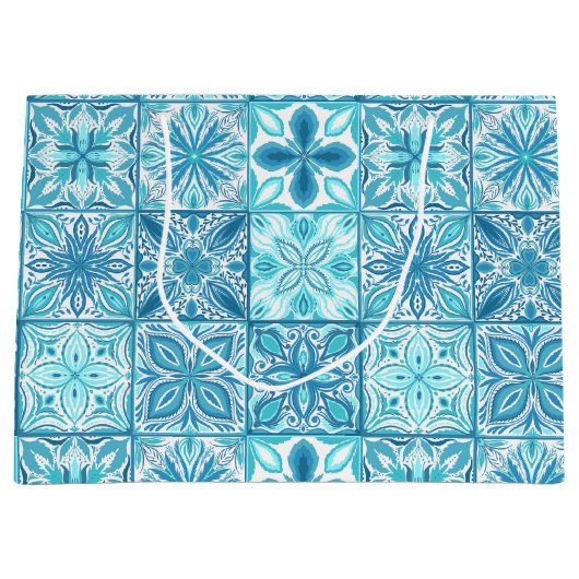  tegels in blauw en wit groot cadeauzakje (Voorkant)