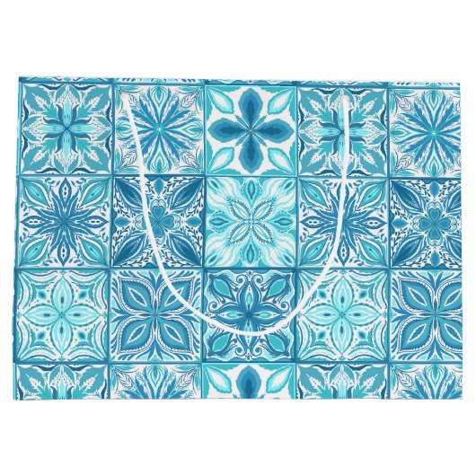  tegels in blauw en wit groot cadeauzakje (Achterkant)