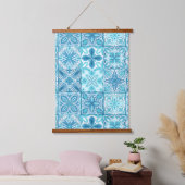 tegels in blauw en wit hangend wandkleed (Slaapkamer)