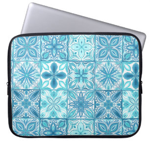 tegels in blauw en wit laptop sleeve