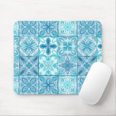  tegels in blauw en wit muismat (Met muis)