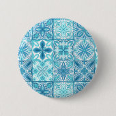 tegels in blauw en wit ronde button 5,7 cm (Voorkant)