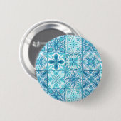  tegels in blauw en wit ronde button 5,7 cm (Voorkant /achterkant)