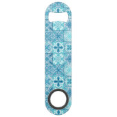  tegels in blauw en wit speed flessenopener (Voorkant)