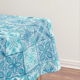 tegels in blauw en wit tafelkleed