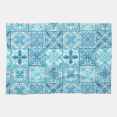 tegels in blauw en wit theedoek (Horizontaal)