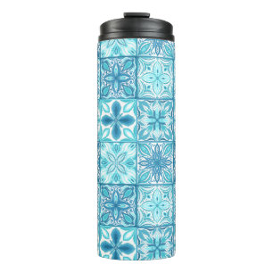 tegels in blauw en wit thermosbeker