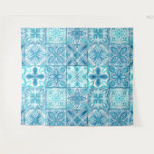 tegels in blauw en wit wandkleed (Voorkant (horizontaal))