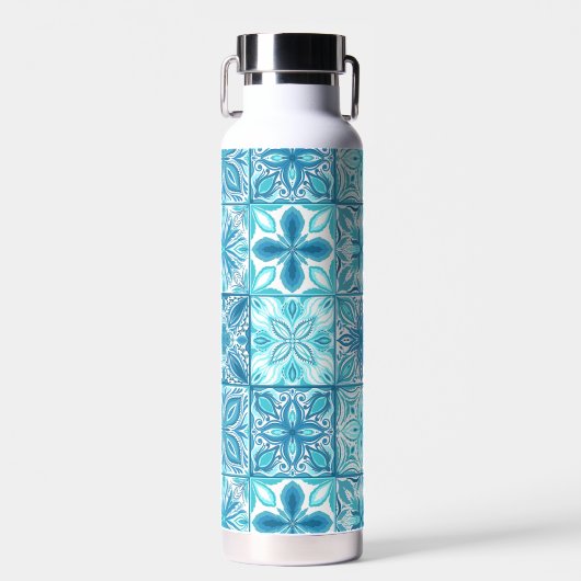 tegels in blauw en wit waterfles (Voorkant)