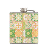 tegels in groen en geel heupfles (Achterkant)