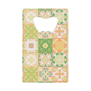  tegels in groen en geel kredietkaart flessenopener