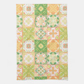  tegels in groen en geel theedoek (Verticaal)