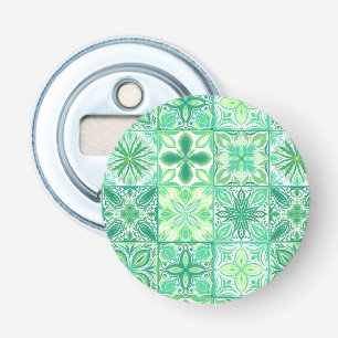 tegels in groen en wit button flesopener