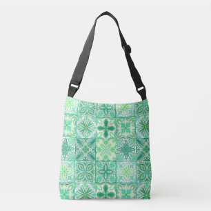 tegels in groen en wit crossbody tas