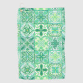  tegels in groen en wit golfhanddoek (Voorkant)