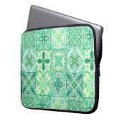 tegels in groen en wit laptop sleeve (Voorkant Links)