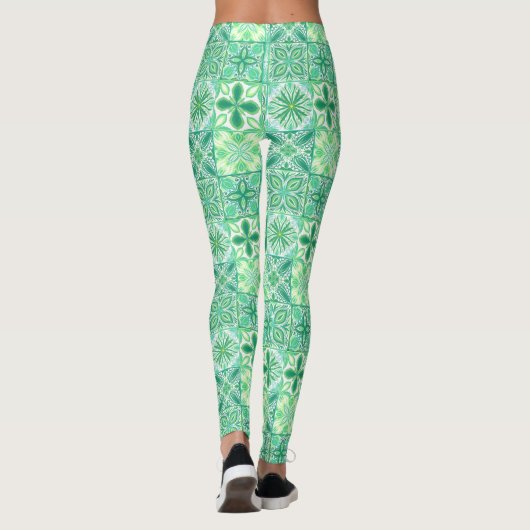  tegels in groen en wit leggings (Achterkant)