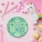  tegels in groen en wit papieren bordje (Feest)