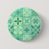  tegels in groen en wit ronde button 5,7 cm (Voorkant)
