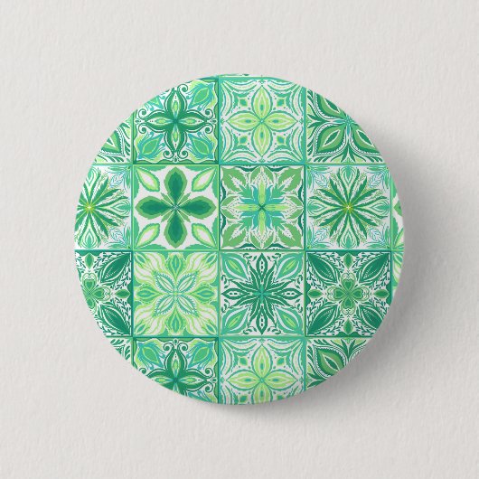  tegels in groen en wit ronde button 5,7 cm (Voorkant)