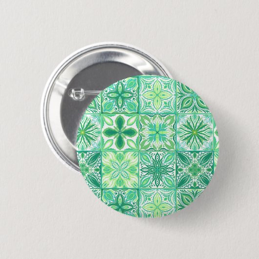  tegels in groen en wit ronde button 5,7 cm (Voorkant /achterkant)