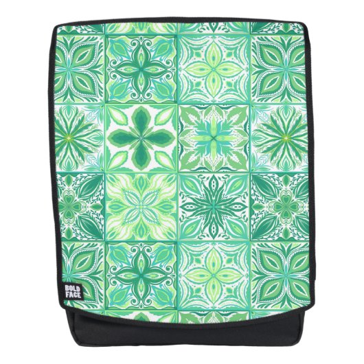 tegels in groen en wit rugtassen (Voorkant)