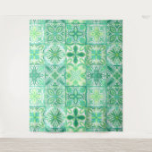  tegels in groen en wit wandkleed (Voorkant)