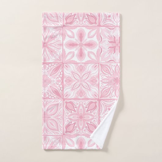 tegels in roze bad handdoek (Handdoek)