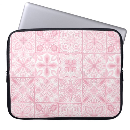  tegels in roze laptop sleeve (Voorkant)