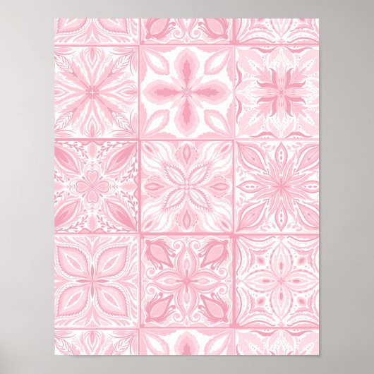  tegels in roze poster (Voorkant)