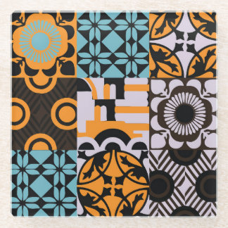  tegels: ingewikkelde decoratieve details. glazen onderzetter