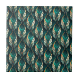 Tegels met Teal & Goud Art Deco Geometrisch Patroo Tegeltje