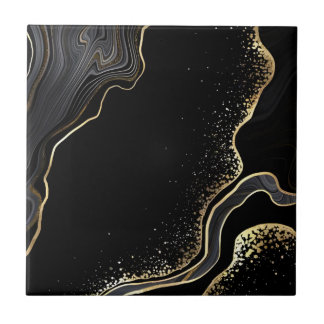 tegels met zwarte en goudvloer tegeltje