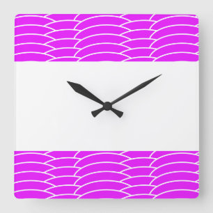 Tegels Tropisch Roze Wit Art Deco Waves Strepen Vierkante Klok