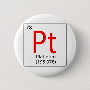 tegels van chemische elementen Pt - Platina Ronde Button 5,7 Cm